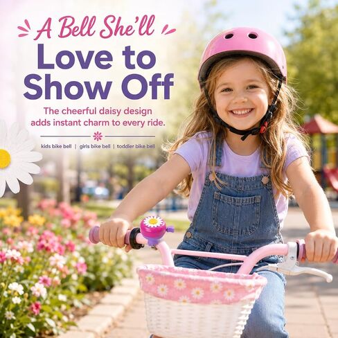 Toddmomy Rosy Chrysanthemum Flower Bike Bell for Girls - Crisp Clear Sound Bike Horn, Cute Toddler Bicycle Bell Attachment for Kids Tricycle Balance Bicycle Scooter in Kuwait