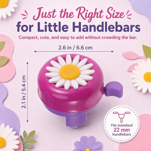 Toddmomy Rosy Chrysanthemum Flower Bike Bell for Girls - Crisp Clear Sound Bike Horn, Cute Toddler Bicycle Bell Attachment for Kids Tricycle Balance Bicycle Scooter in Kuwait