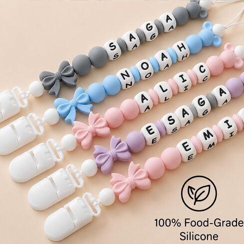Personalized Stroller Clip with Name for Girls Custom Pacifier Clip with Name in Saudi Arabia