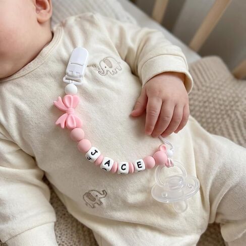 Personalized Stroller Clip with Name for Girls Custom Pacifier Clip with Name in Saudi Arabia