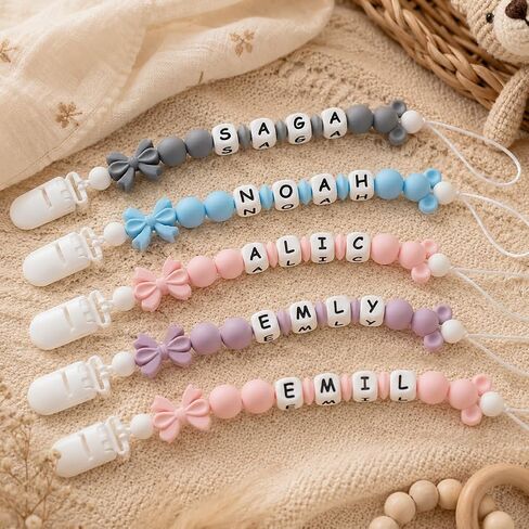 Personalized Stroller Clip with Name for Girls Custom Pacifier Clip with Name in Saudi Arabia