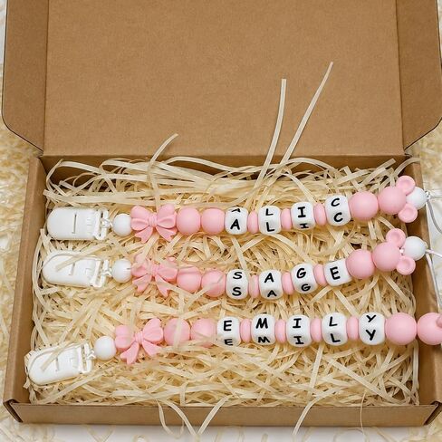 Personalized Stroller Clip with Name for Girls Custom Pacifier Clip with Name in Saudi Arabia