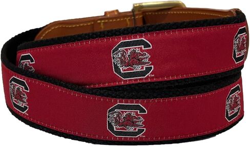 حزام Charleston Belt للرجال USC Gamecocks من القماش بشريط ويب، عقيق/أسود/أبيض/أسمر، شعار مطرز، إبزيم من النحاس الصلب in Kuwait