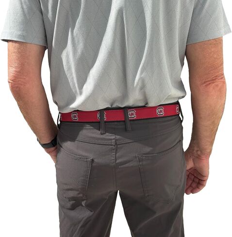 حزام Charleston Belt للرجال USC Gamecocks من القماش بشريط ويب، عقيق/أسود/أبيض/أسمر، شعار مطرز، إبزيم من النحاس الصلب in Kuwait