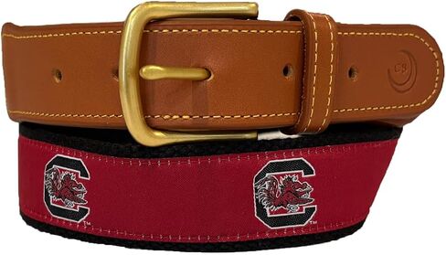 حزام Charleston Belt للرجال USC Gamecocks من القماش بشريط ويب، عقيق/أسود/أبيض/أسمر، شعار مطرز، إبزيم من النحاس الصلب in Kuwait