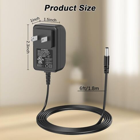 شاحن محول تيار متردد/تيار مستمر 6 فولت للوحة المفاتيح Akai MPK2 MPK25 MPK49 MPK61 MPK88 MPK249 MAX49، لـ Akai Professional MP6-1، MPD24 MPD26 MPD32 مزود سلك طاقة بديل مع قائمة UL in Kuwait