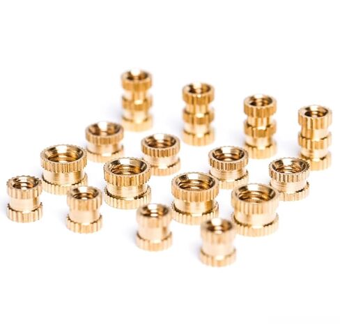 Thread Knurled Brass Nuts, Thumb Knurl Insert Nut Female Copper Molding Threaded 100 Pcs(M3x10x4) in Kuwait