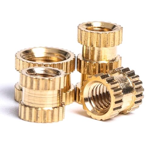 Thread Knurled Brass Nuts, Thumb Knurl Insert Nut Female Copper Molding Threaded 100 Pcs(M3x10x4) in Kuwait