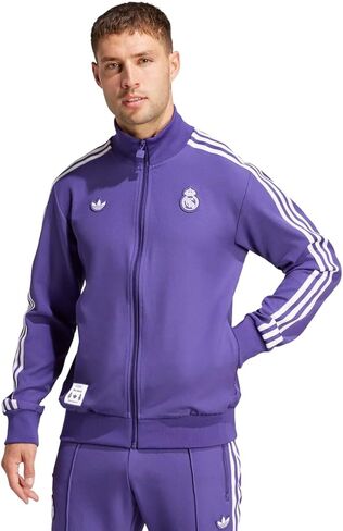 جاكيت رياضي Real Madrid Terrace Icons للرجال من أديداس، أرجواني، مقاس XL in Kuwait