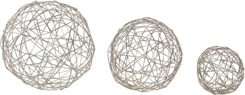 Deco 79 Contemporary Metal Geometric Sculpture, Set of 3 8", 6", 4"D, Silver in Saudi Arabia