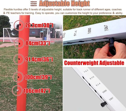 Portable Practice Hurdles Track and Field, Metal 30-42in Tall Adjustable Speed Agility Hurdles, Adult Athletes Obstacle Hurdles Training Equipment in Kuwait
