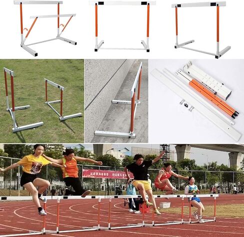Metal Folding Track Field Hurdles, Speed Agility Obstacle Training for Adult Kids Athletes, 76-106cm Adjustable Hurdle for Soccer, Portable in Kuwait