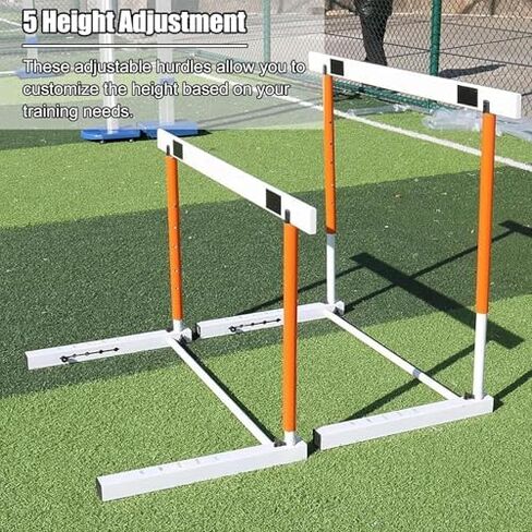 Hurdles Training Equipment - Adjustable Height Agility Poles Set for Outdoor Workout - 5 Piece Set for Track and Field Training in Kuwait