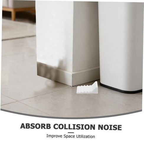Cabilock 4pcs Self-Adhesive Silicone Trash Can Wall Protectors, Kitchen Garbage Bin Bumpers to Stop Waste Bin Sliding and Prevent Wall Damage, White Cushions for Home and Office Use in Kuwait