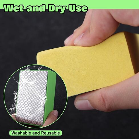 4PCS Diamond Hand Polishing Pads 60/100/200/400 Grit Diamond Sanding Pads Wet and Dry Sanding Block Foam Backing Tile Tools for Tile Glass Stone Marble Granite Ceramics Metal Grinding in Kuwait