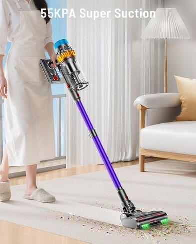مكنسة كهربائية لاسلكية، 650 وات 55 كيلو باسكال 75 دقيقة مكانس كهربائية قوية للمنزل، مكنسة كهربائية قائمة بذاتها قابلة لإعادة الشحن / مضادة للتشابك / شاشة OLED / كوب 1.8 لتر لشعر الحيوانات الأليفة المنزلي / السجاد / الأرضيات الصلبة in Kuwait
