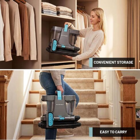 آلة تنظيف السجاد المحمولة Starrybot مع تقنية البخار والتدفئة، شفط قوي 18 كيلو باسكال مع أدوات متعددة الاستخدامات للحيوانات الأليفة والأريكة ومنظف البقع للسلالم/الأثاث/السجاد (رمادي) in Kuwait