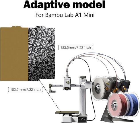 A1 Mini Build Plate PEI PEO for Bambu Lab A1 Mini 183.5x183.5mm, 3D Printer Double Sided Smooth Platform Textured Surface Sheet Platform Flexible Removable Heated Bed 3D Printing Platform Mat in Kuwait