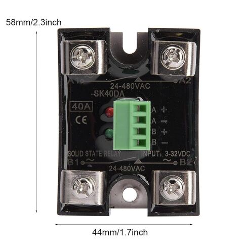 Solid State Relay Dual Channel DC Control Dual Channel AC Single Phase SSR 24-480VAC Solid State Relay 58 x 44 x 28mm(40A) in Kuwait