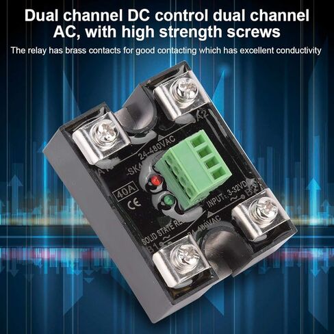 Solid State Relay Dual Channel DC Control Dual Channel AC Single Phase SSR 24-480VAC Solid State Relay 58 x 44 x 28mm(40A) in Kuwait