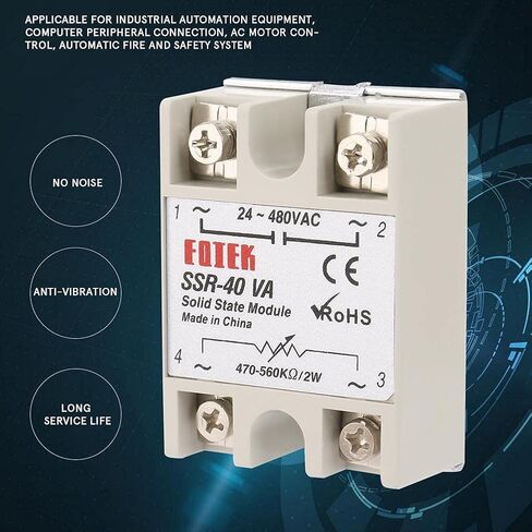 SSR + SSR-40VA جهد الحمل 24-480 فولت تيار متردد 40A ed منظم تيار وحدة تتابع الحالة الصلبة SSR لعملية عمليات الأتمتة بالريال in Kuwait