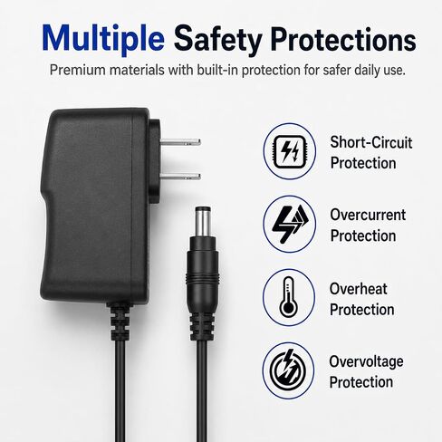 9V 1A AC Power Supply Charger Adapter Cord for Casio Digital Piano Keyboard CT-X700, CTK-2400,CTK-3500,LK-190,LK-265,PX-130,PX-160,SA-76,SA-77,WK-245,WK-7600 6.6 Ft Long Cord in Kuwait