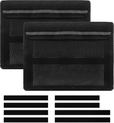 Self-Adhesive Storage Mesh Bag, 2 Packs Marine Reflective Flip-Top Storage Mesh Bag with Backup Hook&Loop, Universal Boat Caddy Organizer for Gloves,Tools,Tackle, Gear,13.4×9.8 in in Kuwait