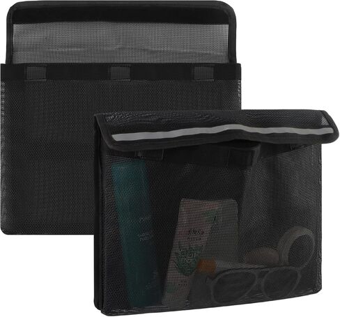 Self-Adhesive Storage Mesh Bag, 2 Packs Marine Reflective Flip-Top Storage Mesh Bag with Backup Hook&Loop, Universal Boat Caddy Organizer for Gloves,Tools,Tackle, Gear,13.4×9.8 in in Kuwait