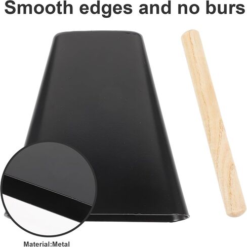 VICASKY 6 Inch Metal Cowbell with Wooden Stick, Handheld Cow Bell Musical Instrument for Drum Set, Band, Concert and Sporting Events in Kuwait