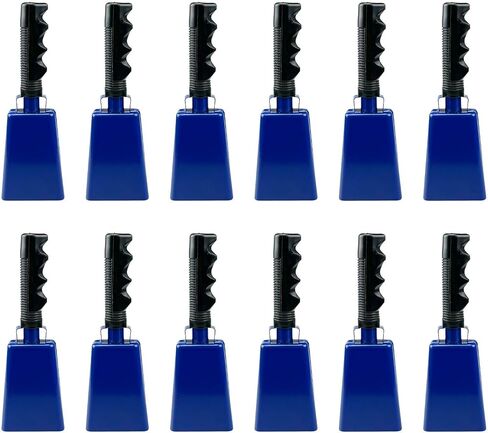 12-Pack Metal Cow Bells, Loud Noise Makers for Cheering, DIY Paintable Blank Cowbells with Handle for Sports Events, Party Favors (White) in Kuwait