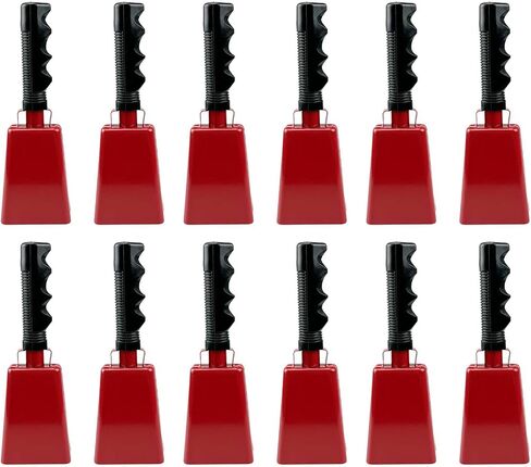 12-Pack Metal Cow Bells, Loud Noise Makers for Cheering, DIY Paintable Blank Cowbells with Handle for Sports Events, Party Favors (White) in Kuwait