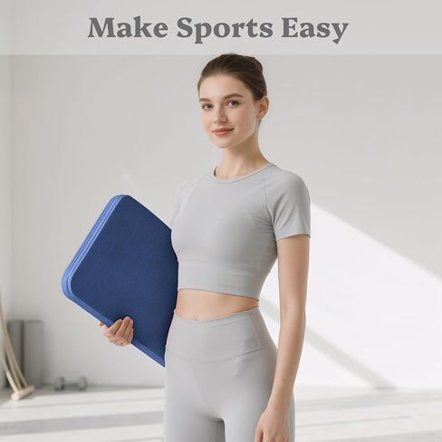 Foldable Yoga Mat Non Slip, Pilates Fitness Mats, 72" x 24" Extra Width ＆ Thick, Anti-Tear Exercise Mat with Carrying Strap and Bag, Workout Mats for Stretching,Yoga Studio,Gym or Home Workouts in Kuwait