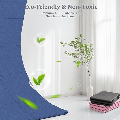 Foldable Yoga Mat Non Slip, Pilates Fitness Mats, 72" x 24" Extra Width ＆ Thick, Anti-Tear Exercise Mat with Carrying Strap and Bag, Workout Mats for Stretching,Yoga Studio,Gym or Home Workouts in Kuwait