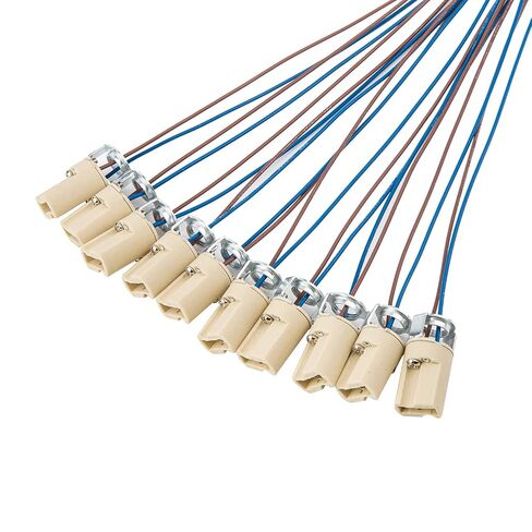 ODETOJOY 10Pcs G9 Base Bulb Socket Ceramic Lamp Holder Halogen Beads with Wire Stand LED Aging Test Lamp Bracket, 0.75m²,25cm Wire,M10 in Kuwait