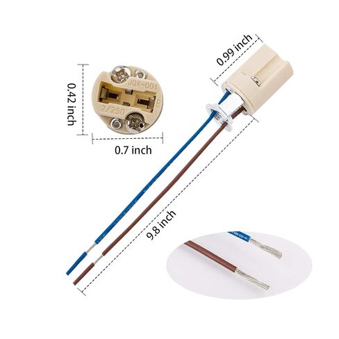 ODETOJOY 10Pcs G9 Base Bulb Socket Ceramic Lamp Holder Halogen Beads with Wire Stand LED Aging Test Lamp Bracket, 0.75m²,25cm Wire,M10 in Kuwait