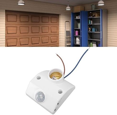 Motion Sensor E27 Lamp Holder, Automatic Motion Sensing, Intelligent Light Control, Easy Socket Design, Wide Application for Garage, Basement, Porch, Closets, Versatile in Kuwait
