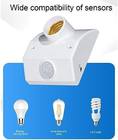 Motion Sensor E27 Lamp Holder, Automatic Motion Sensing, Intelligent Light Control, Easy Socket Design, Wide Application for Garage, Basement, Porch, Closets, Versatile in Kuwait