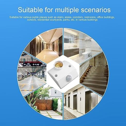 Motion Sensor E27 Lamp Holder, Automatic Motion Sensing, Intelligent Light Control, Easy Socket Design, Wide Application for Garage, Basement, Porch, Closets, Versatile in Kuwait