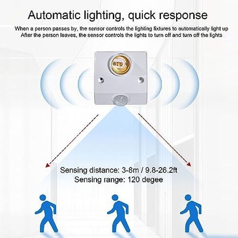 Motion Sensor E27 Lamp Holder, Automatic Motion Sensing, Intelligent Light Control, Easy Socket Design, Wide Application for Garage, Basement, Porch, Closets, Versatile in Kuwait