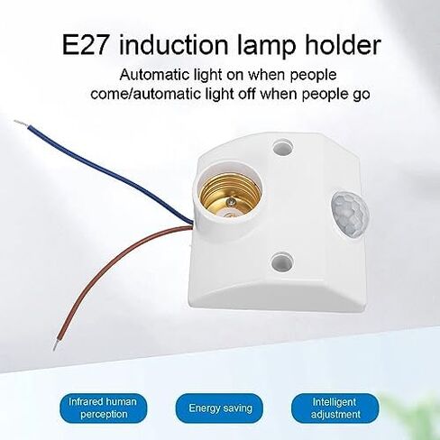 Motion Sensor E27 Lamp Holder, Automatic Motion Sensing, Intelligent Light Control, Easy Socket Design, Wide Application for Garage, Basement, Porch, Closets, Versatile in Kuwait