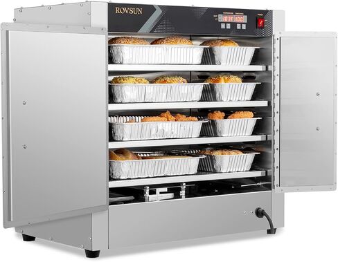 ROVSUN Hot Box Food Warmer Pizza Warmer w/Water Tray Removable Shelves, Hot Holding Cabinet Pretzel Warmer Commercial Electric Food Warmer Countertop for Restaurant Catering Buffet, 4-Tier, 800W in Kuwait