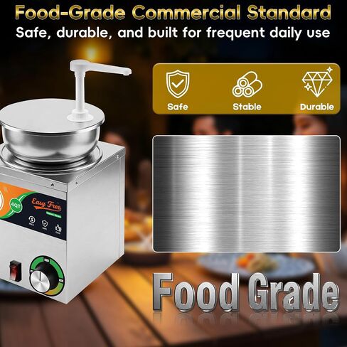Original 4QT Nacho Cheese Dispenser Warmer, Food-Grade Stainless Steel Cheese Warmer with 2 Pump, Commercial Smart Nacho Cheese Machine for Parties, Catering and Events (Includes Tags & Trays) in Kuwait