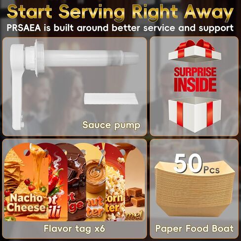 Original 4QT Nacho Cheese Dispenser Warmer, Food-Grade Stainless Steel Cheese Warmer with 2 Pump, Commercial Smart Nacho Cheese Machine for Parties, Catering and Events (Includes Tags & Trays) in Kuwait
