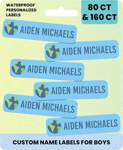 Label Daddy, Personalized Stickers Labels for Boys, Premium Waterproof Name Labels for Kids School Supplies, Shoes, Lunch Boxes, & More, Small Size, TRex Design, 80 Ct in Saudi Arabia