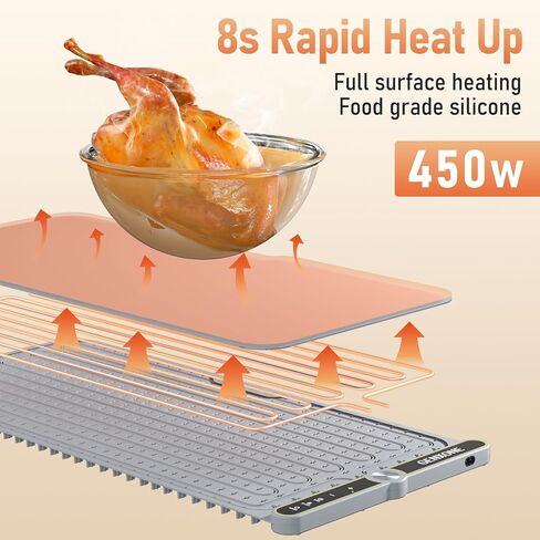Warming Mat for Food, Extra Large 31.5'' x 15'', 450W Electric Food Warmers for Parties Buffet, Portable Warming Tray with 9 Levels Temperature Setting, 8s Fast Heat up in Kuwait