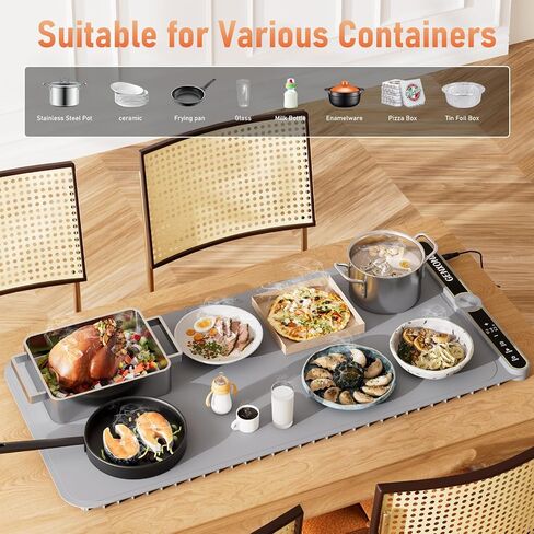 Warming Mat for Food, Extra Large 31.5'' x 15'', 450W Electric Food Warmers for Parties Buffet, Portable Warming Tray with 9 Levels Temperature Setting, 8s Fast Heat up in Kuwait