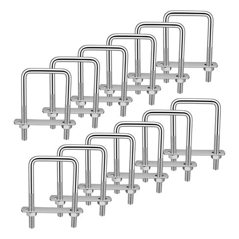 SOUJAP 12 PCS M8 Square U Bolts, M8 x 50mm x 100mm Stainless Steel U Clamp with Nuts, Bolt Plate and Washers for Industrial, Boat Trailer in Kuwait