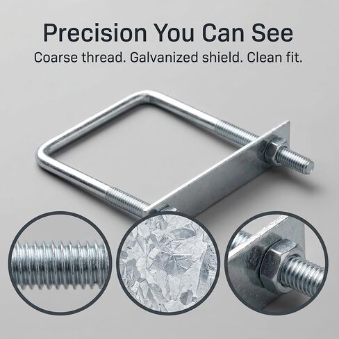 12 PCS M8 Square U Bolts, 5/16 x 3.6 x 5.1 inch Carbon Steel Galvanized U Bolts with Nut Plate, Industrial Supplies Accessories for Boat, Trailer, Tube in Kuwait