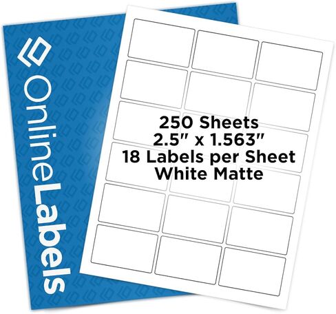 2.5 x 1.563 Rectangle Labels - Pack of 1,800 Label 100 Sheets - Inkjet/Laser Printer - Online Labels in Saudi Arabia