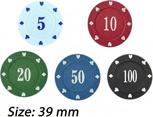 مجموعة رقائق بوكر مرقمة مكونة من 100 قطعة مع علبة أكريليك شفافة، فئة 5/10/20/50/100، رموز ألعاب بلاستيكية ABS متينة لتكساس هولديم، بلاك جاك، عد الرياضيات وألعاب الحفلات in Kuwait